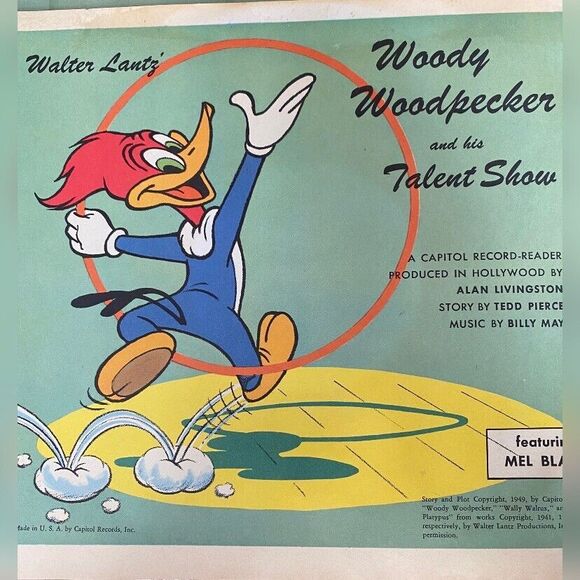 Woody Woodpecker And His Talent Show 78 RPM Vinyl Children’s VTG 1949 Storybook - Picture 4 of 5